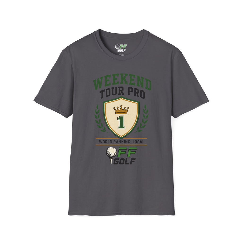 Weekend Tour Pro Golf T-Shirt — "Weekend Tour Pro" Crest Tee for Casual Golfers (16 colors)