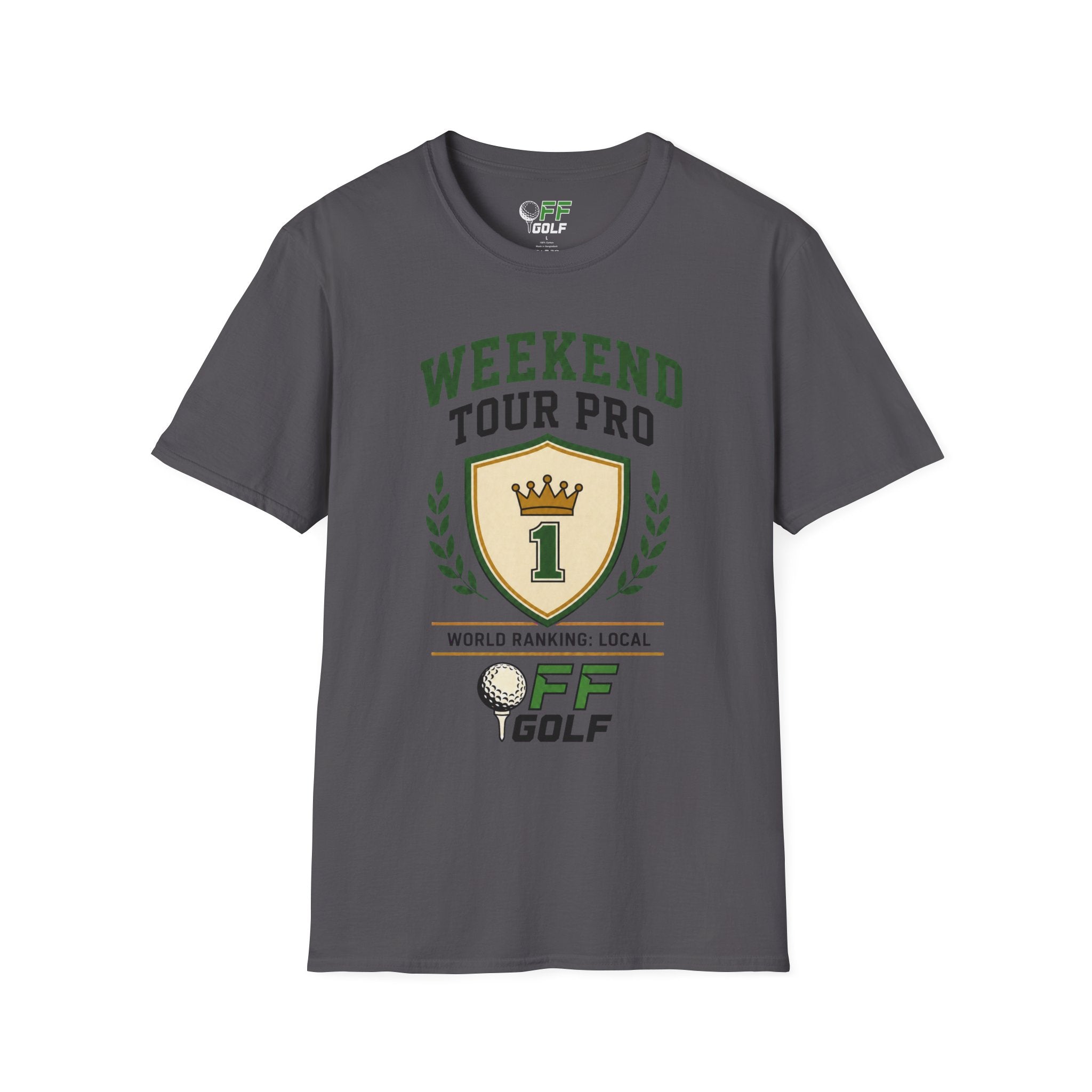 Weekend Tour Pro Golf T-Shirt — "Weekend Tour Pro" Crest Tee for Casual Golfers (16 colors)