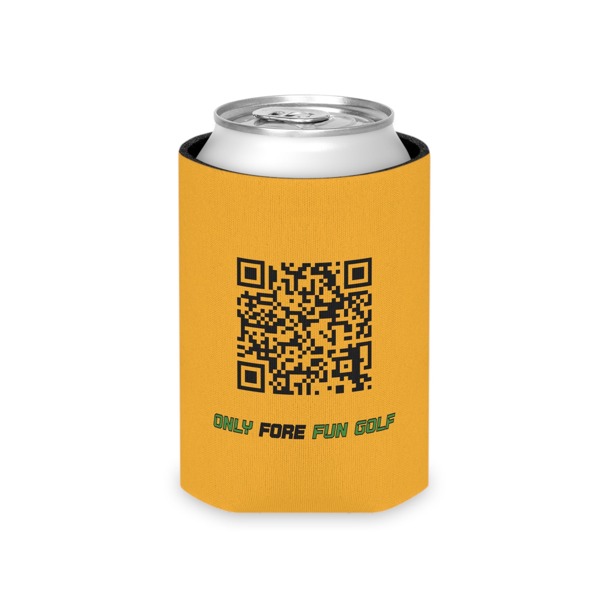 Can Cooler — 'Take the Fun Seriously' Beverage Cooler with QR Code Design - Gold