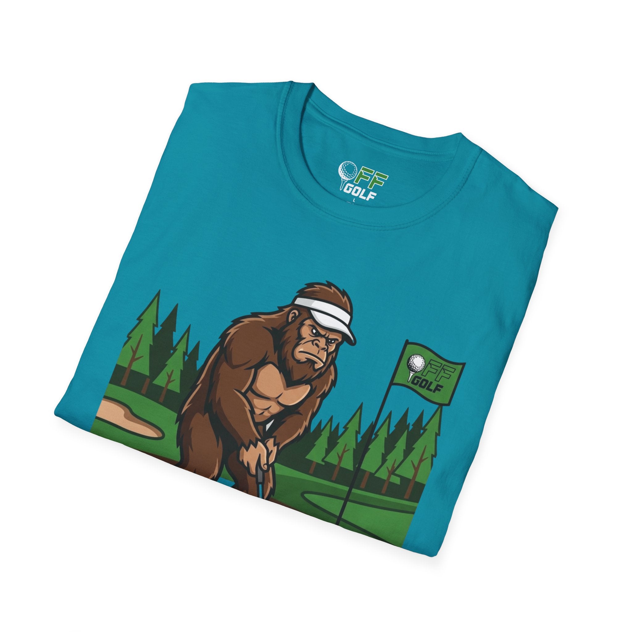 Bigfoot Golfer T-Shirt — Funny Sasquatch Putting Design Tee (16 colors)