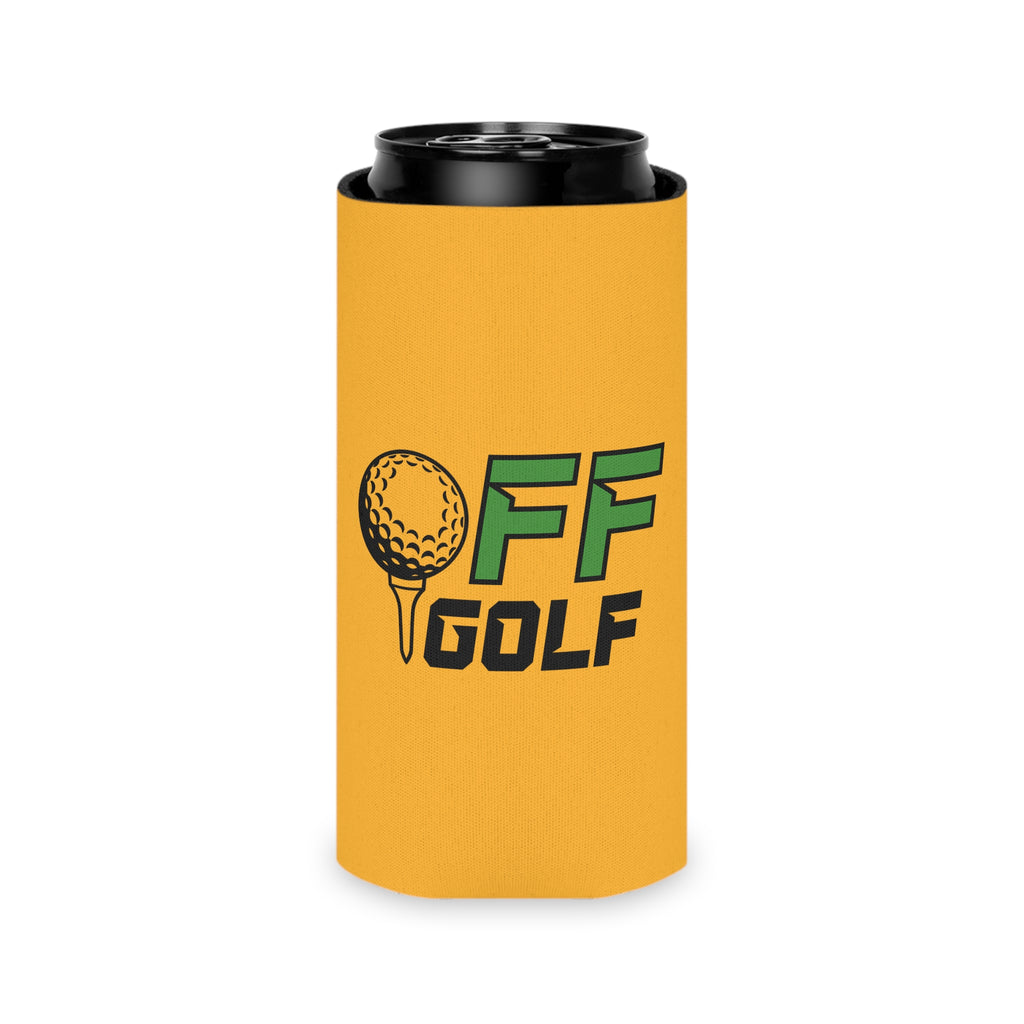 Off Golf Regular or Slim Can Cooler — "Only Fore Fun Golf" Beverage Cooler - Collegiate Gold