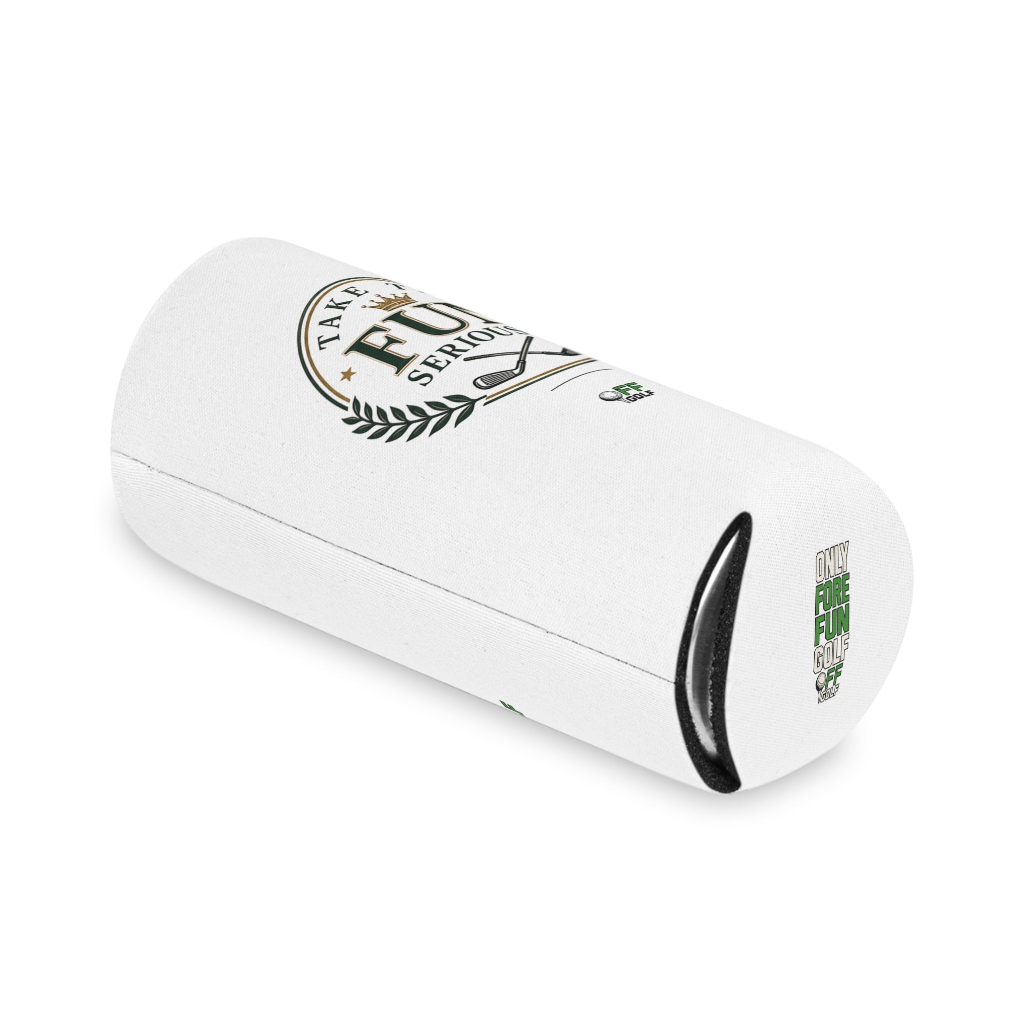 Regular or Slim Can Cooler — 'Take the Fun Seriously' Beverage Cooler - White