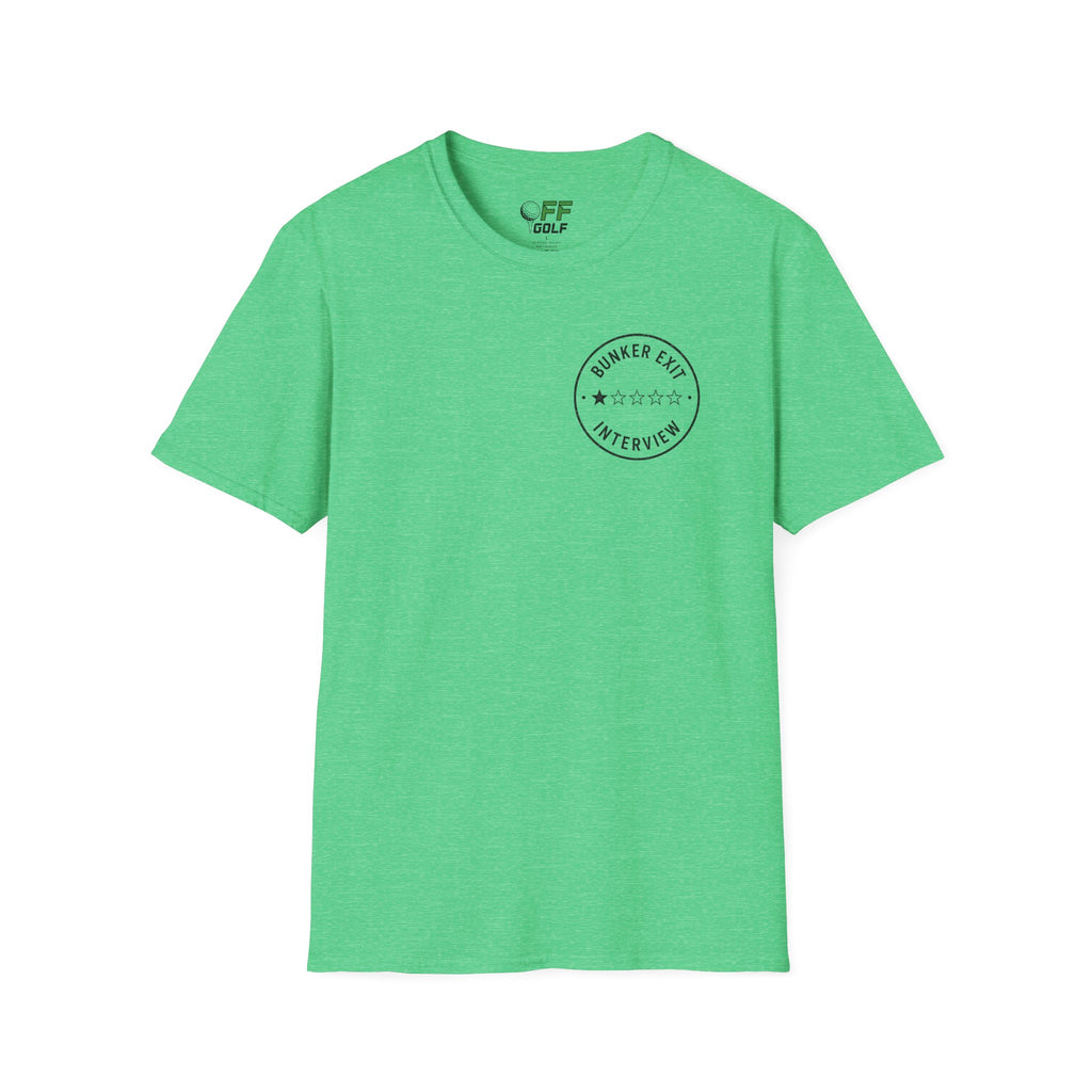 Bunker Exit Interview T-Shirt — Minimal Badge Graphic Tee (16 Colors)