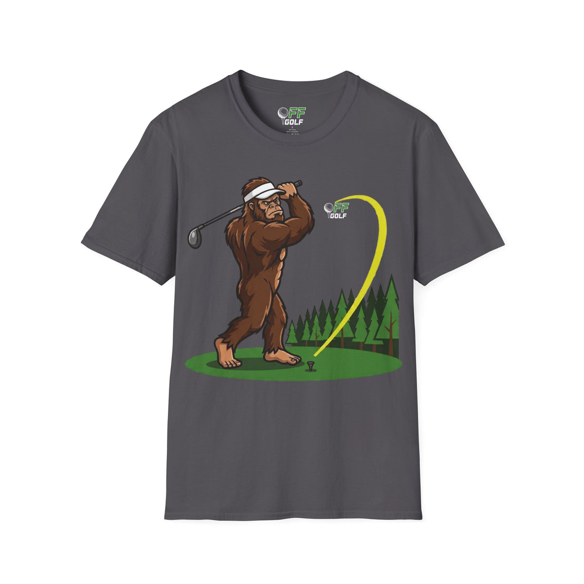 Sasquatch Golf Graphic T-Shirt — Bigfoot Golfer Funny Tee (16 colors)