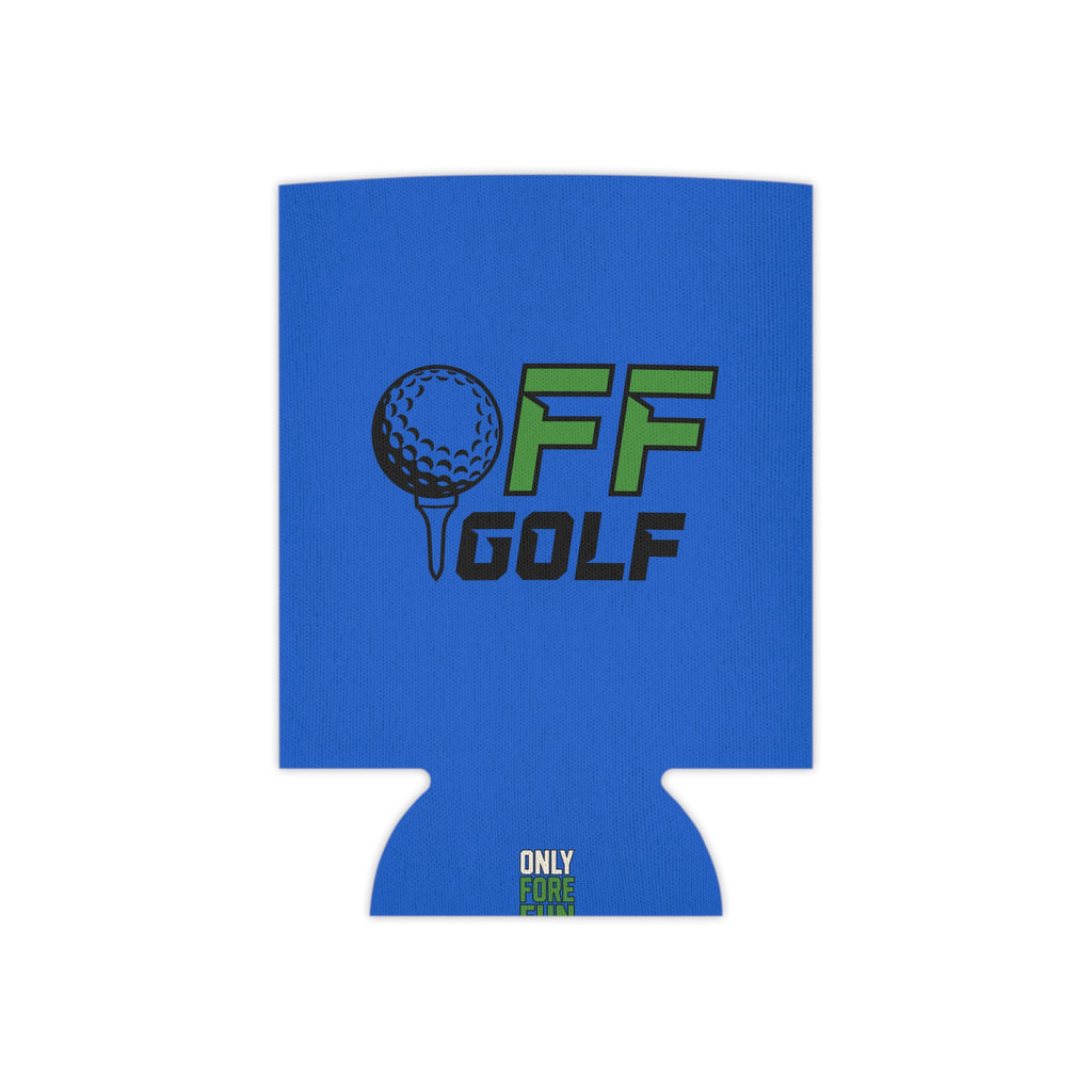 Off Golf Can Cooler — "Only Fore Fun Golf" QR Code Beverage Cooler - Blue