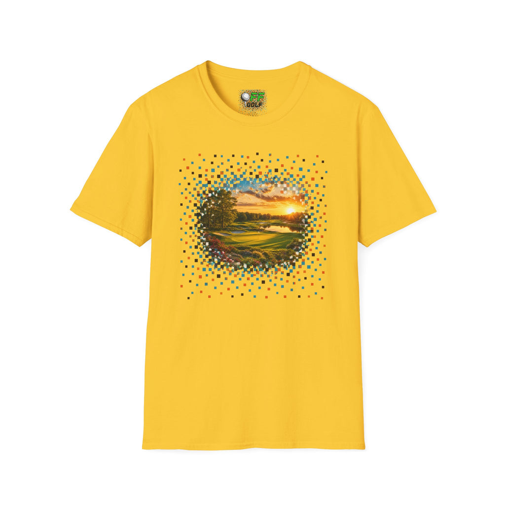 Sunset Golf Course T-Shirt — Scenic Fairway Sunset Graphic Tee (15 Colors)