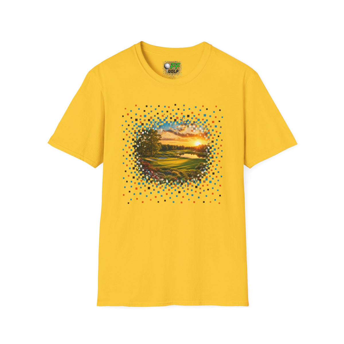 Sunset Golf Course T-Shirt — Scenic Fairway Sunset Graphic Tee (15 Colors)
