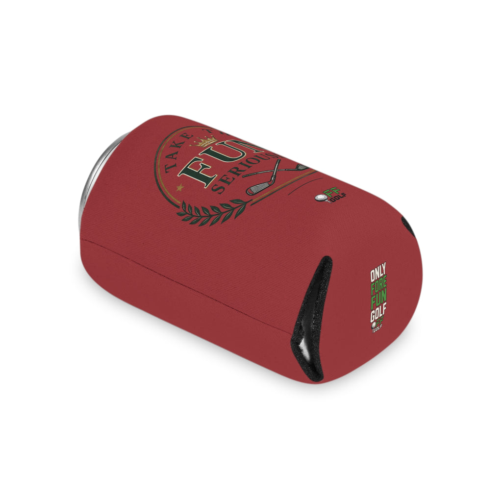 Can Cooler — 'Take the Fun Seriously' Beverage Cooler with QR Code Design - Red
