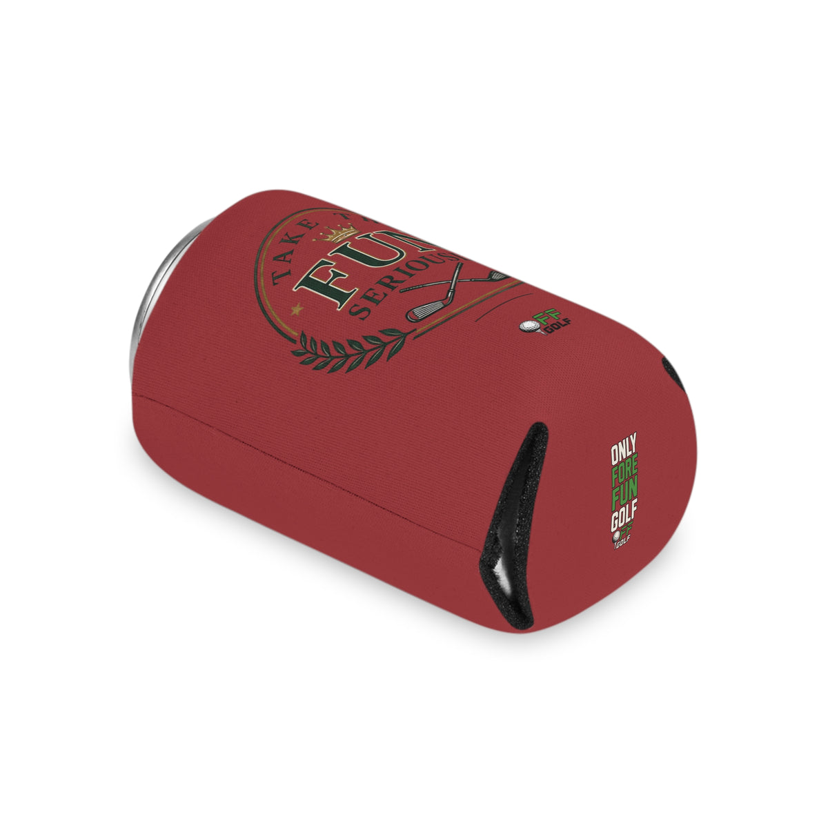 Can Cooler — 'Take the Fun Seriously' Beverage Cooler with QR Code Design - Red