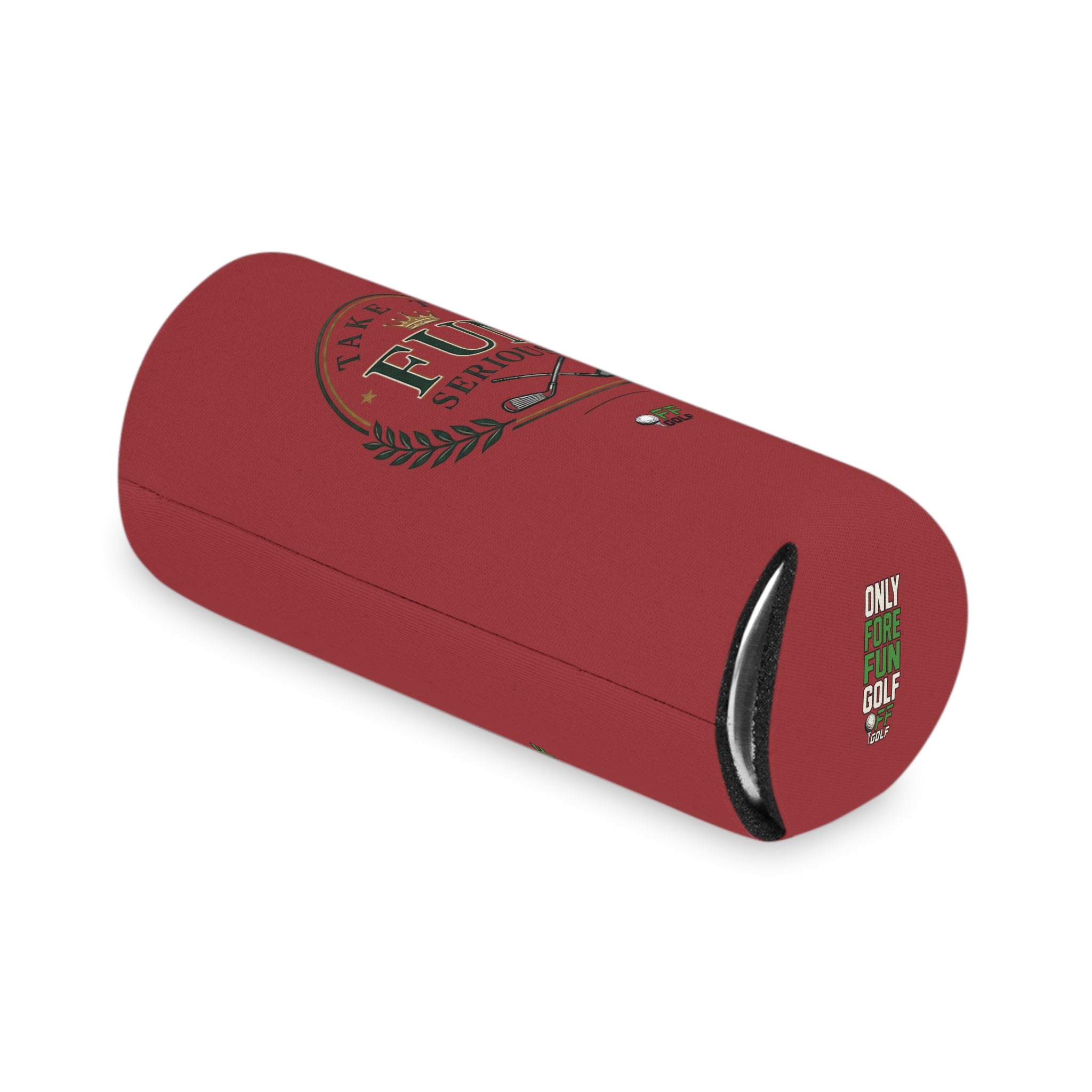Can Cooler — 'Take the Fun Seriously' Beverage Cooler with QR Code Design - Red