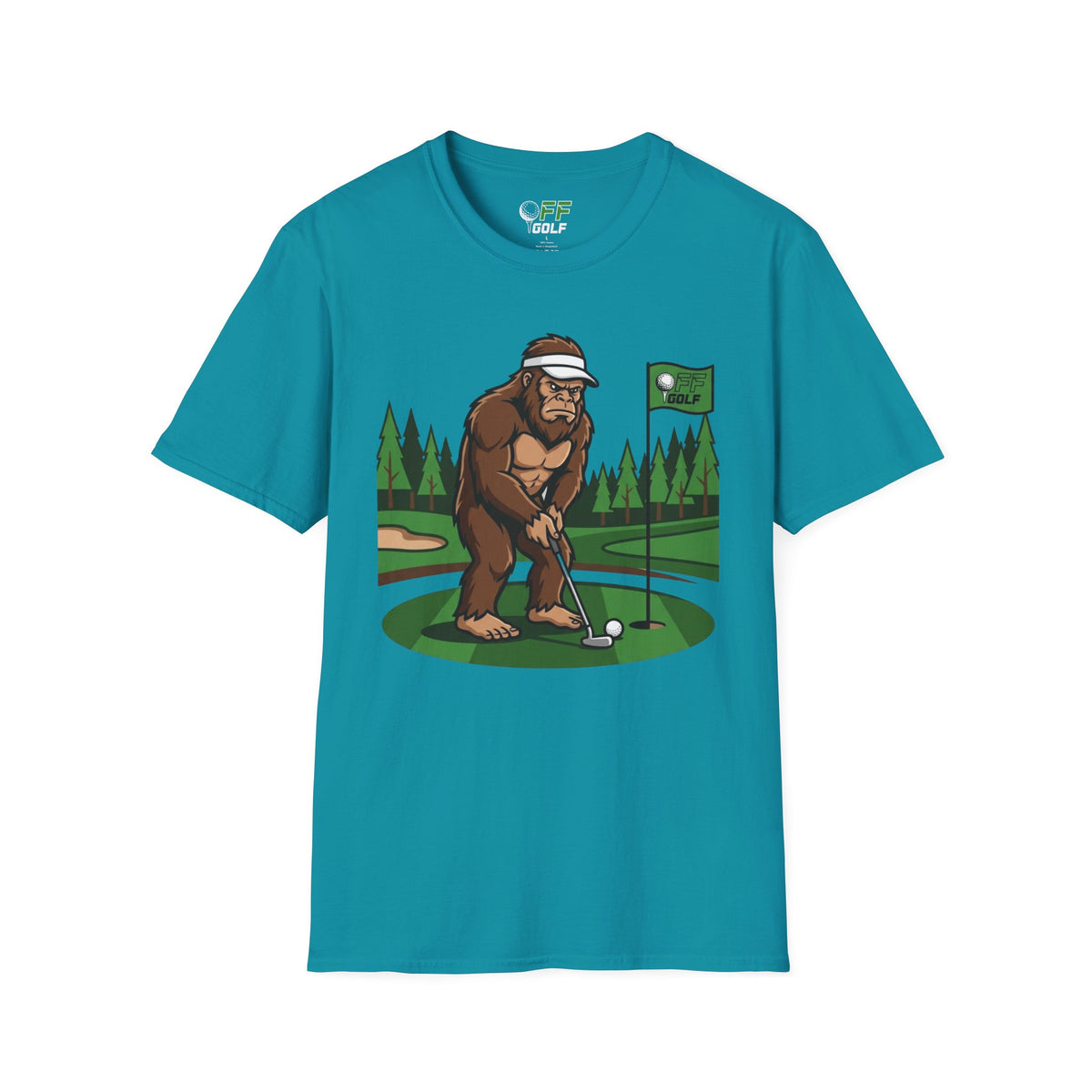 Bigfoot Golfer T-Shirt — Funny Sasquatch Putting Design Tee (16 colors)