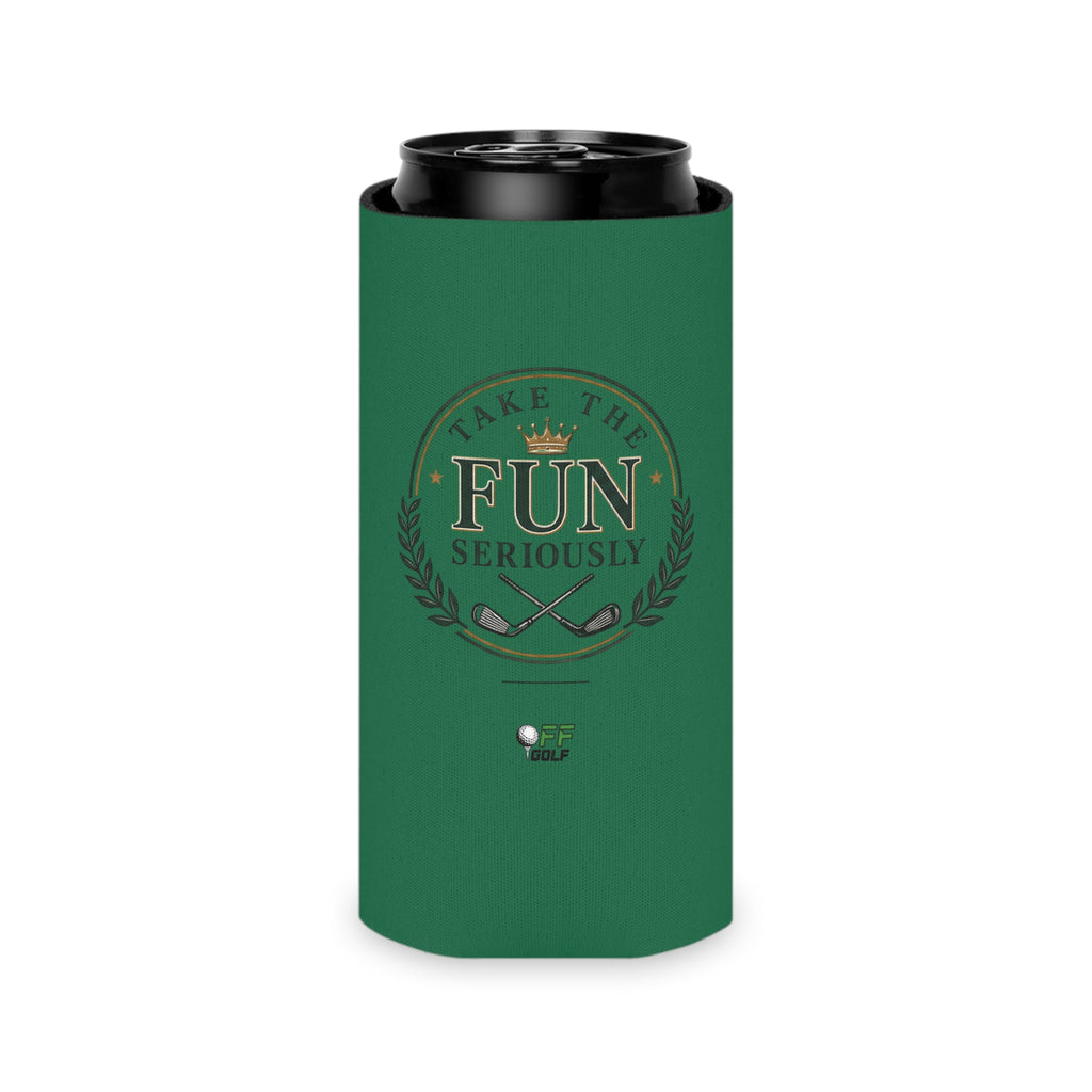 Can Cooler — 'Take the Fun Seriously' Beverage Cooler with QR Code Design - Green