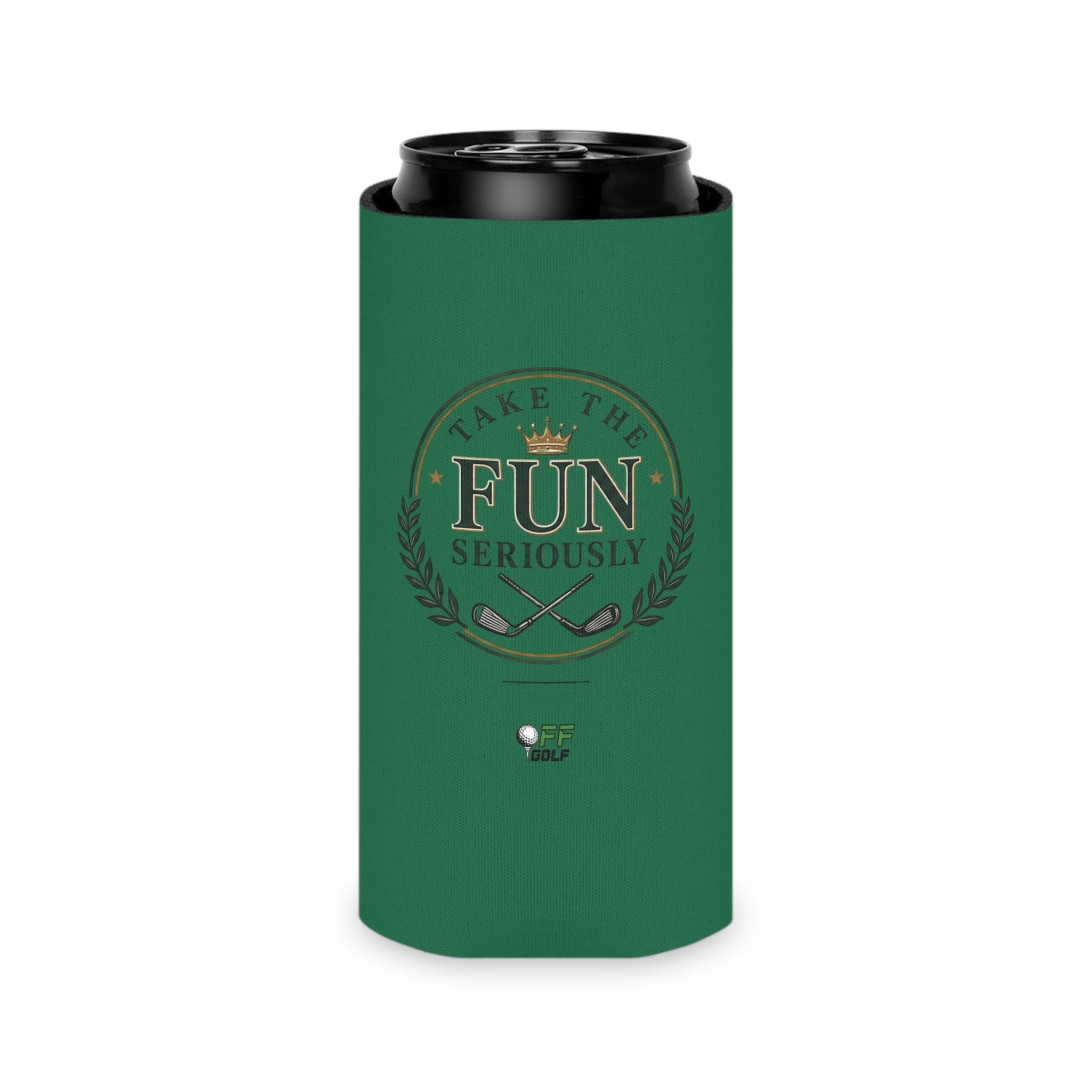 Can Cooler — 'Take the Fun Seriously' Beverage Cooler with QR Code Design - Green
