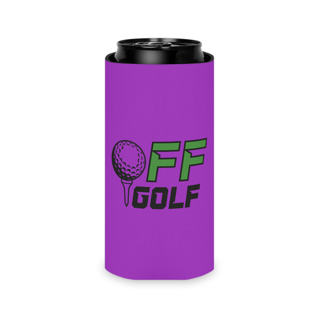 Regular and Slim Can Cooler — "Only Fore Fun Golf" QR Code Beverage Cooler - Purple