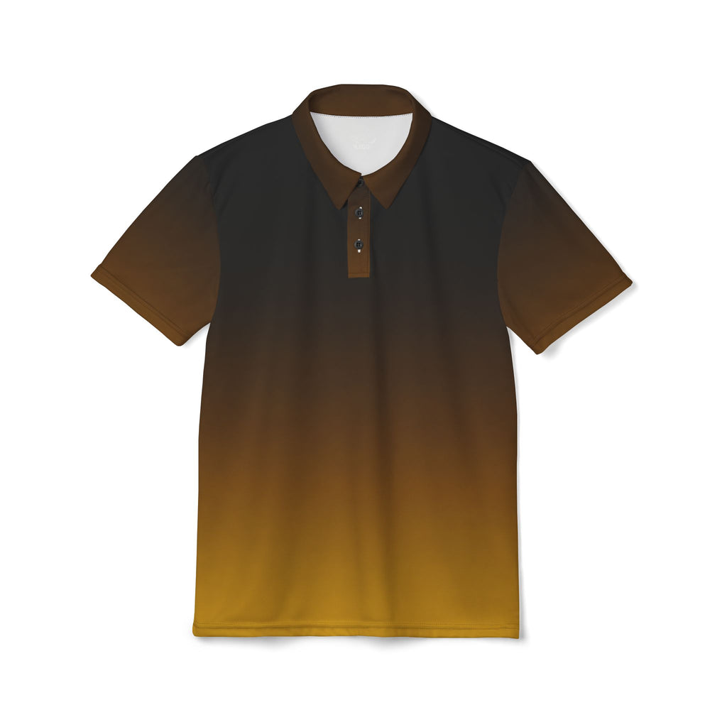 Golf Polo Shirt — Gradient Brown to Gold Ombre Performance Polo