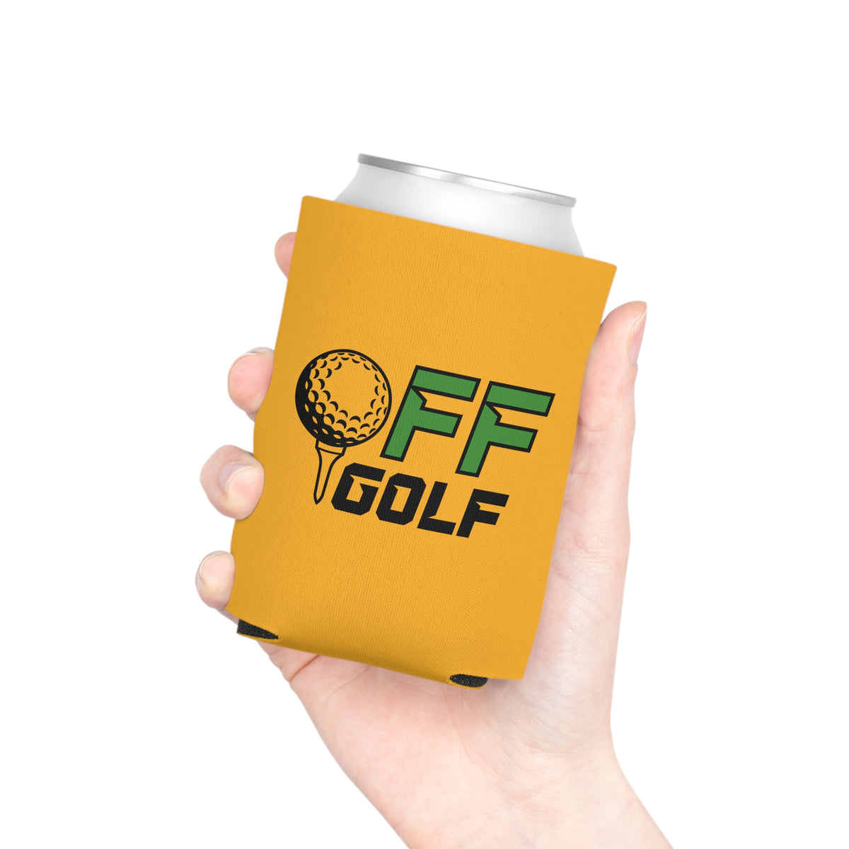 Off Golf Regular or Slim Can Cooler — "Only Fore Fun Golf" Beverage Cooler - Collegiate Gold