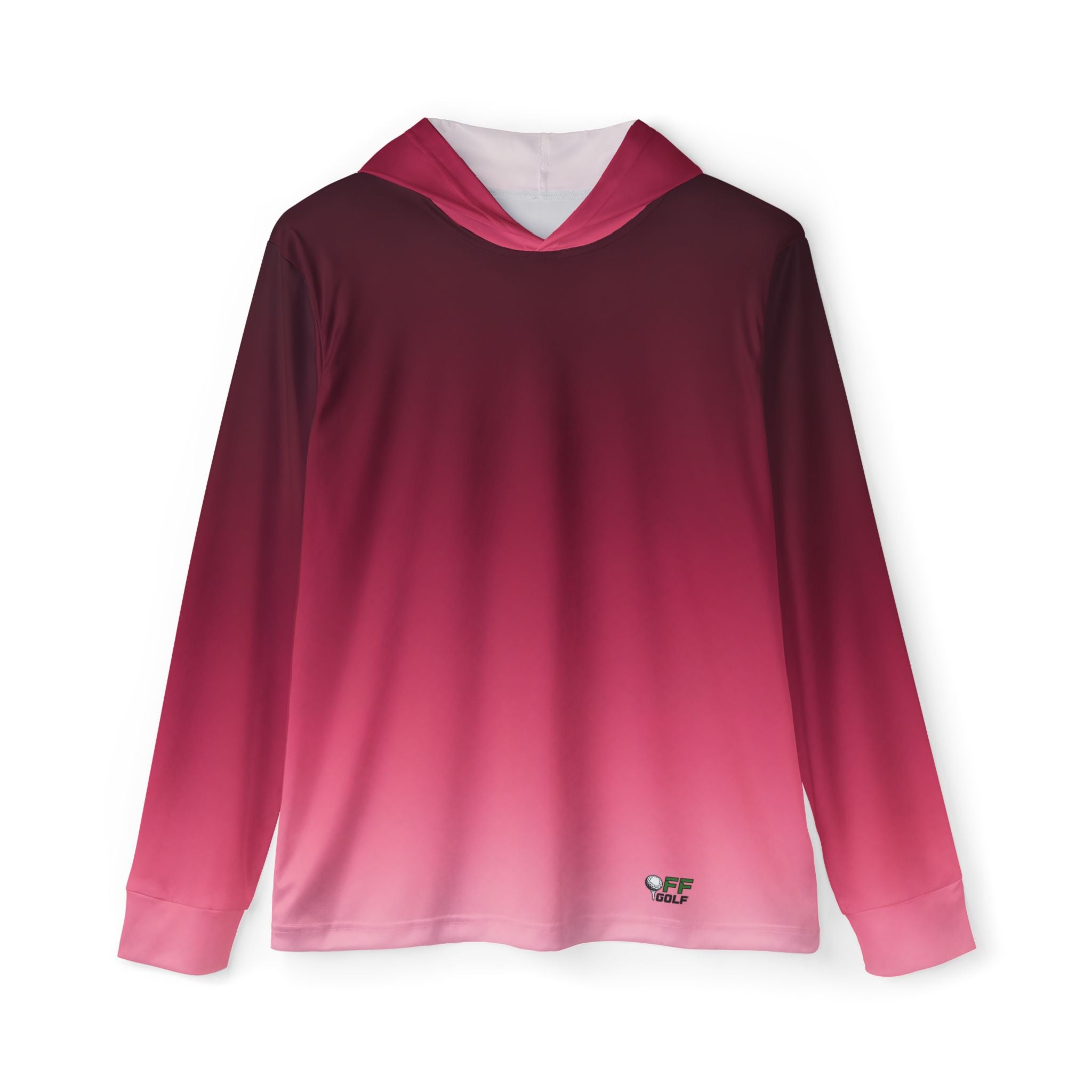Golf Hoodie — Maroon to Pink Ombre Pullover Performance Hoodie
