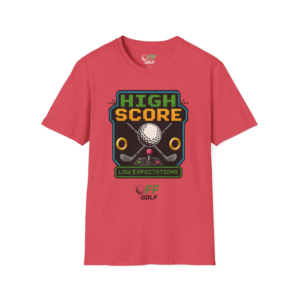 Golf T-Shirt — "High Score" Retro Arcade Pinball Golfing Tee (16 colors)