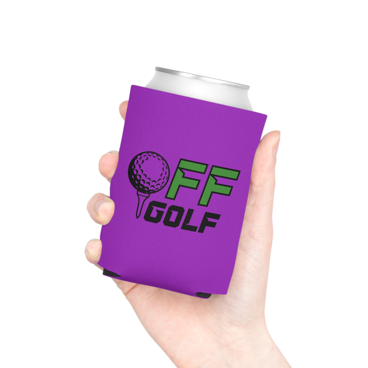 Regular and Slim Can Cooler — "Only Fore Fun Golf" QR Code Beverage Cooler - Purple