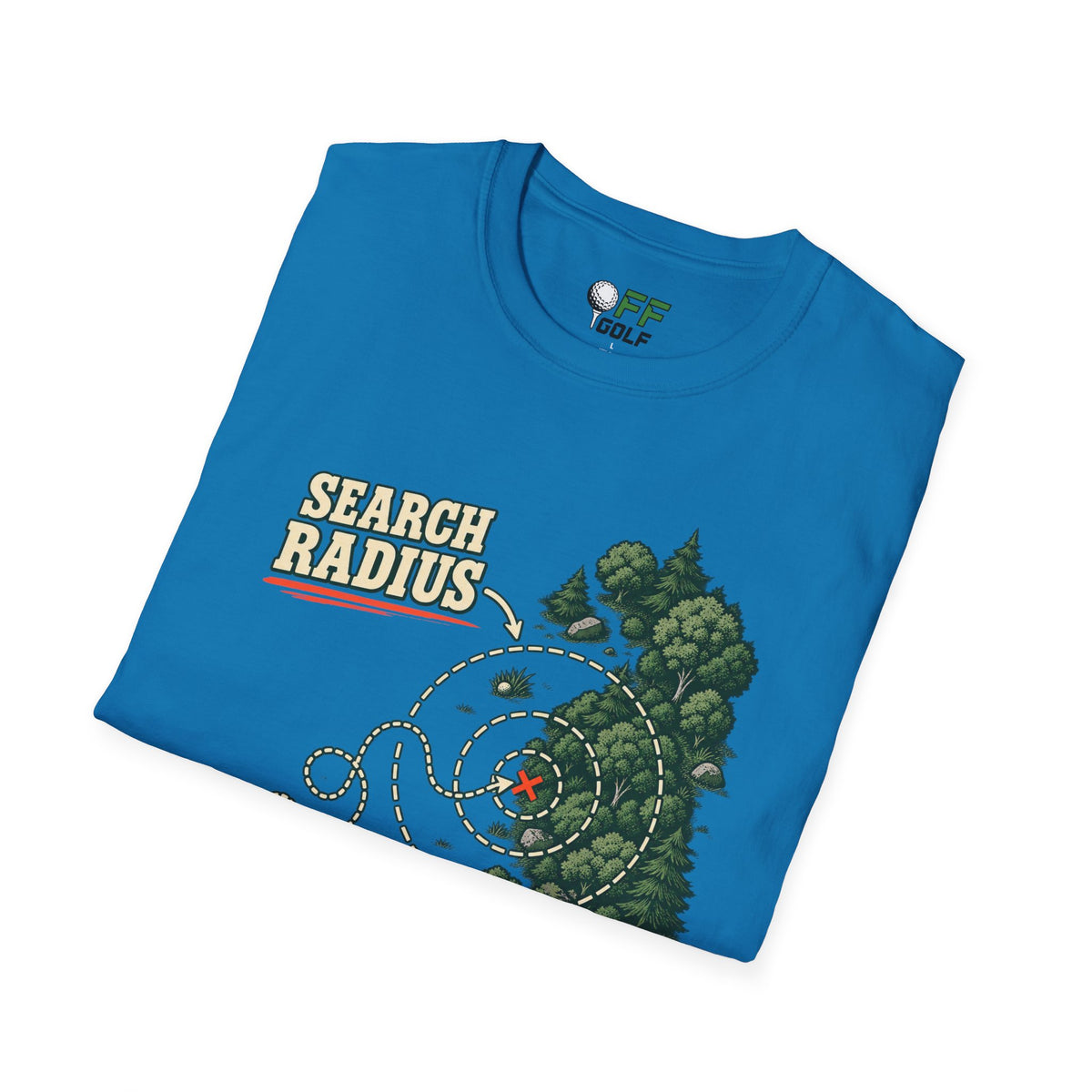 Golf Search Radius T-Shirt — Funny Golf Course Map Design (16 Colors)