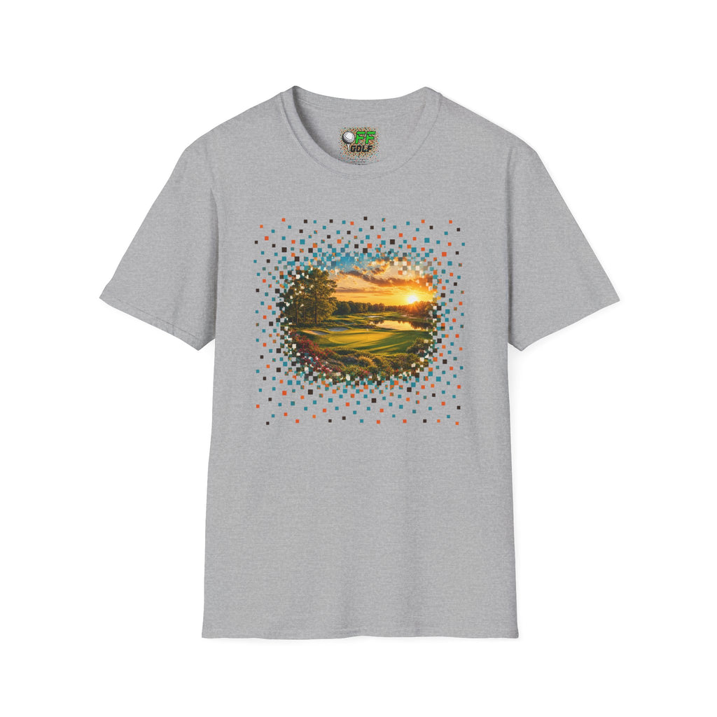 Sunset Golf Course T-Shirt — Scenic Fairway Sunset Graphic Tee (15 Colors)