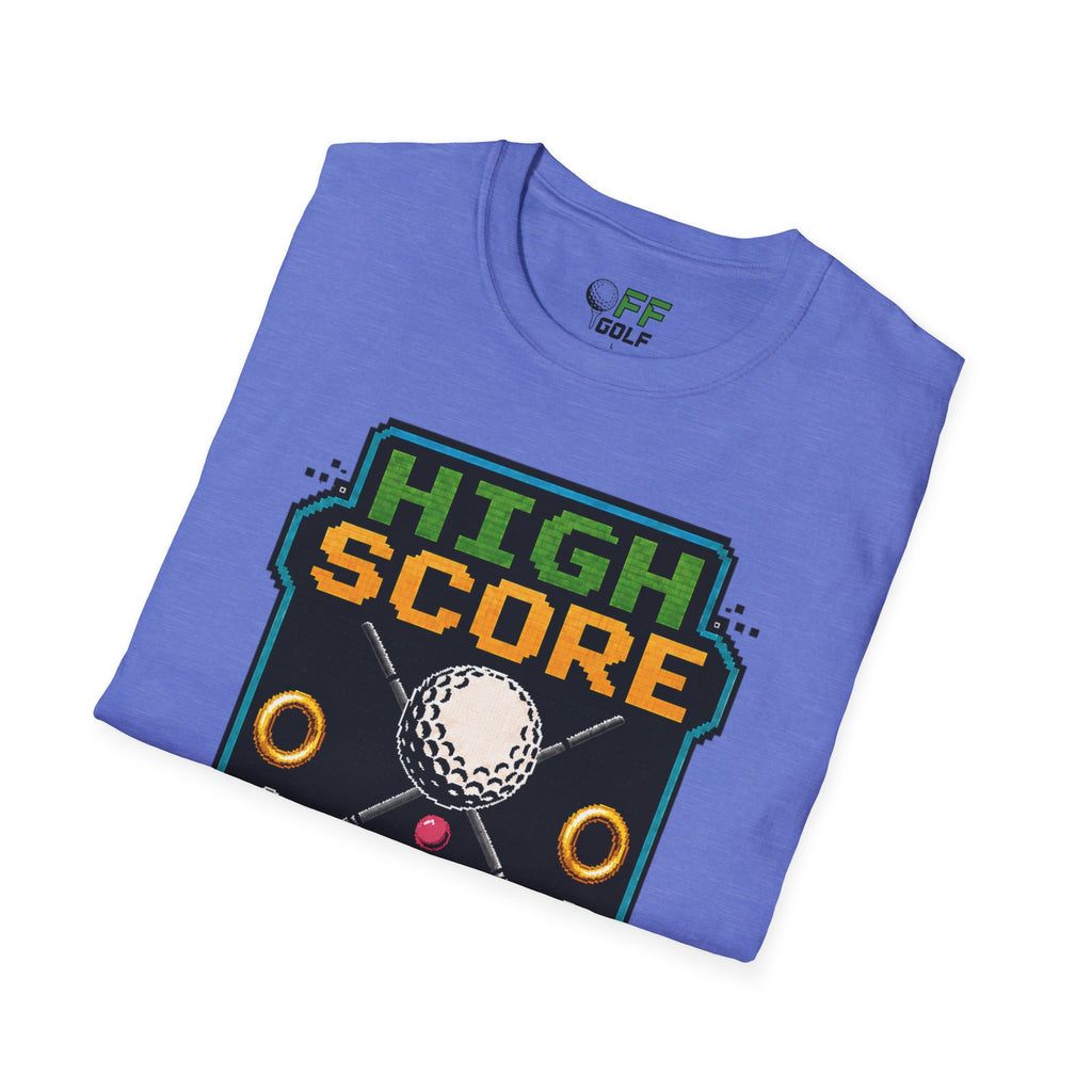 Golf T-Shirt — "High Score" Retro Arcade Pinball Golfing Tee (16 colors)