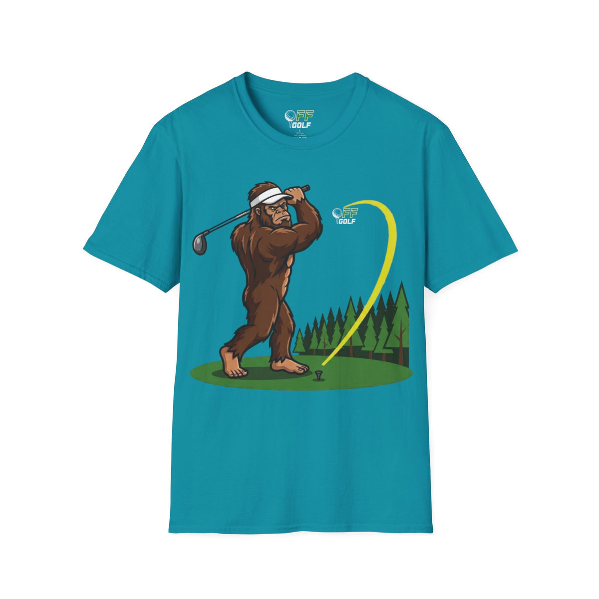 Sasquatch Golf Graphic T-Shirt — Bigfoot Golfer Funny Tee (16 colors)