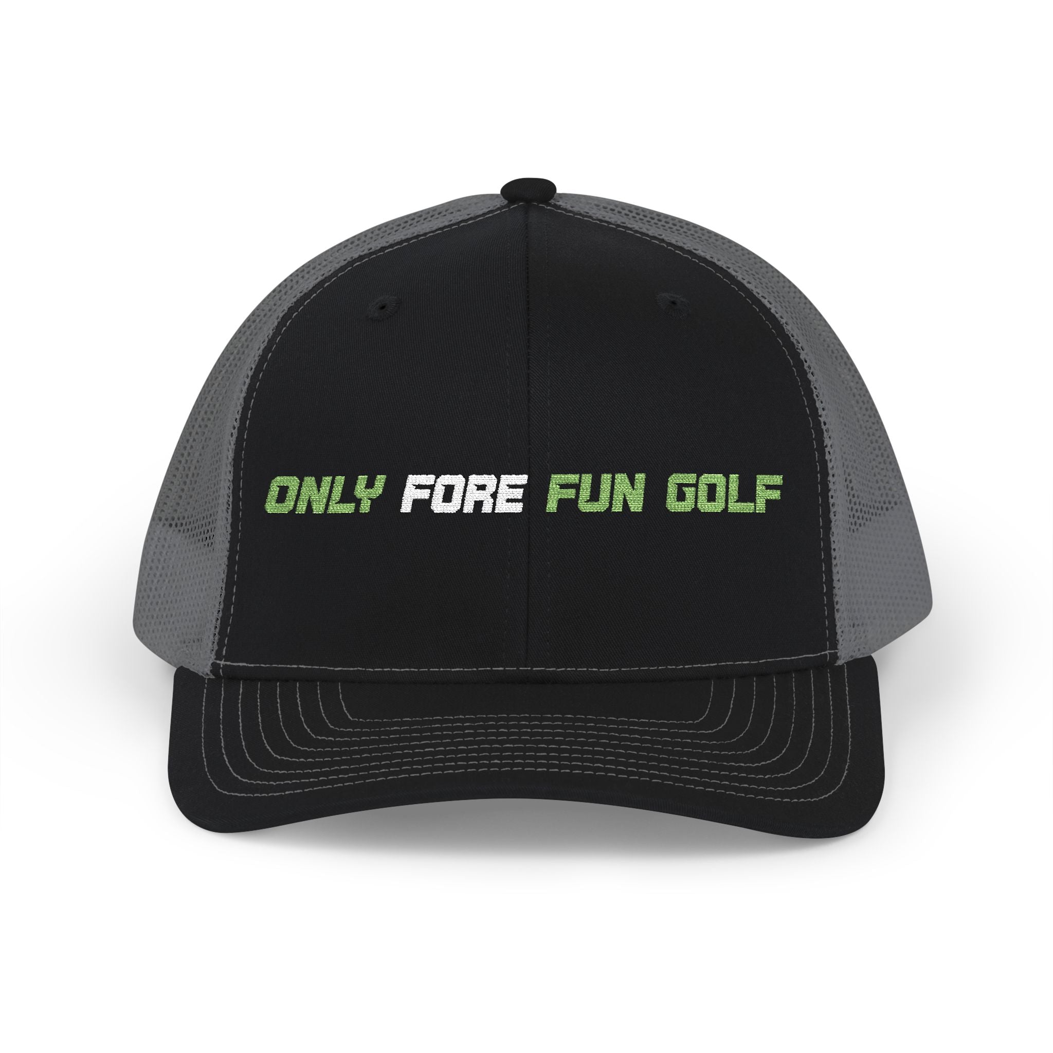 Golf Trucker Cap — "Only Fore Fun Golf" Embroidered Snapback (3 colors)