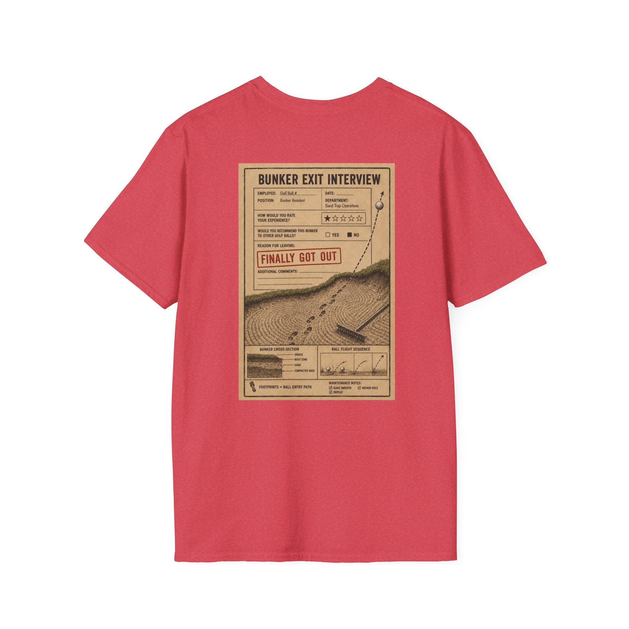 Bunker Exit Interview T-Shirt — Minimal Badge Graphic Tee (16 Colors)