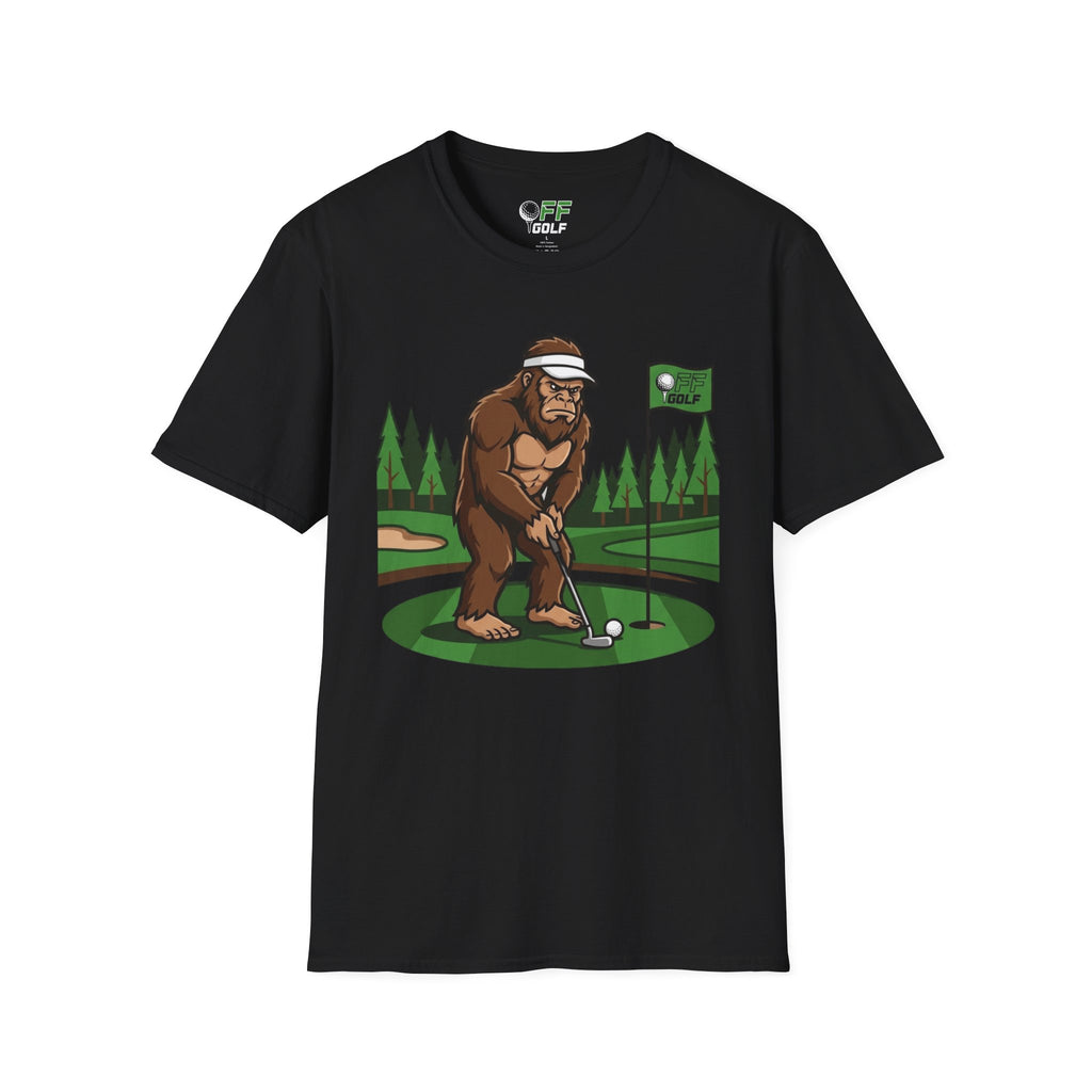 Bigfoot Golfer T-Shirt — Funny Sasquatch Putting Design Tee (16 colors)