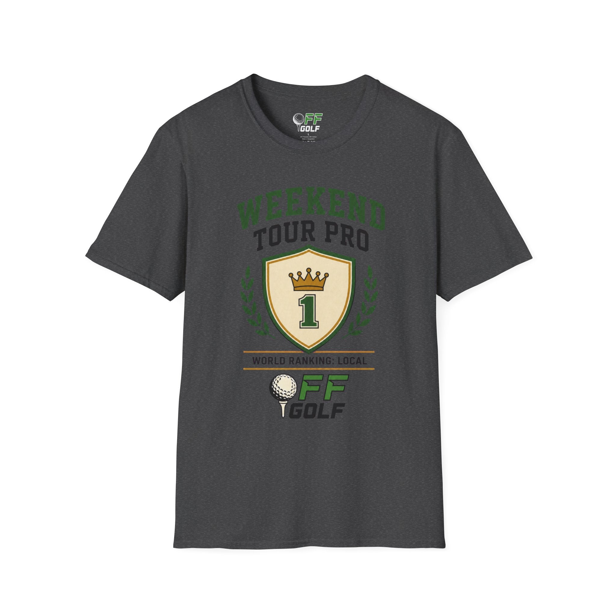 Weekend Tour Pro Golf T-Shirt — "Weekend Tour Pro" Crest Tee for Casual Golfers (16 colors)