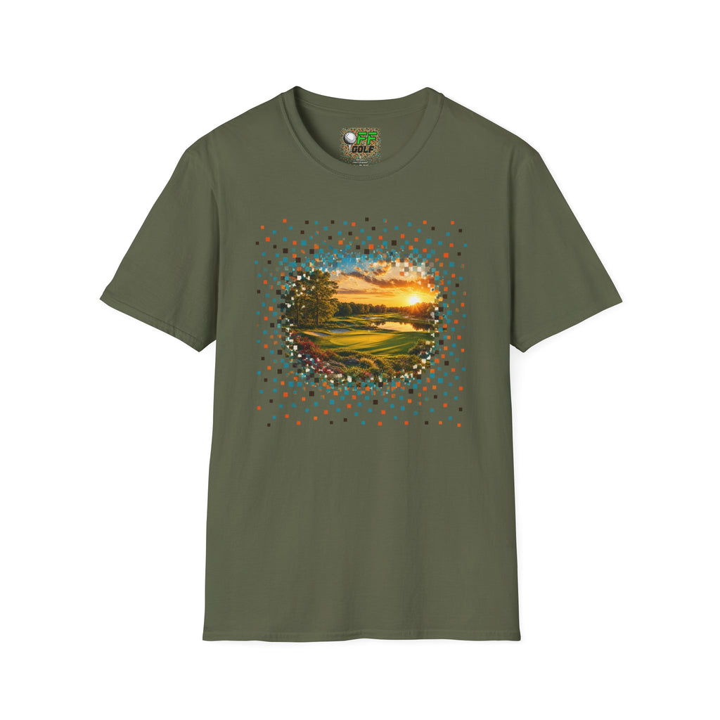 Sunset Golf Course T-Shirt — Scenic Fairway Sunset Graphic Tee (15 Colors)