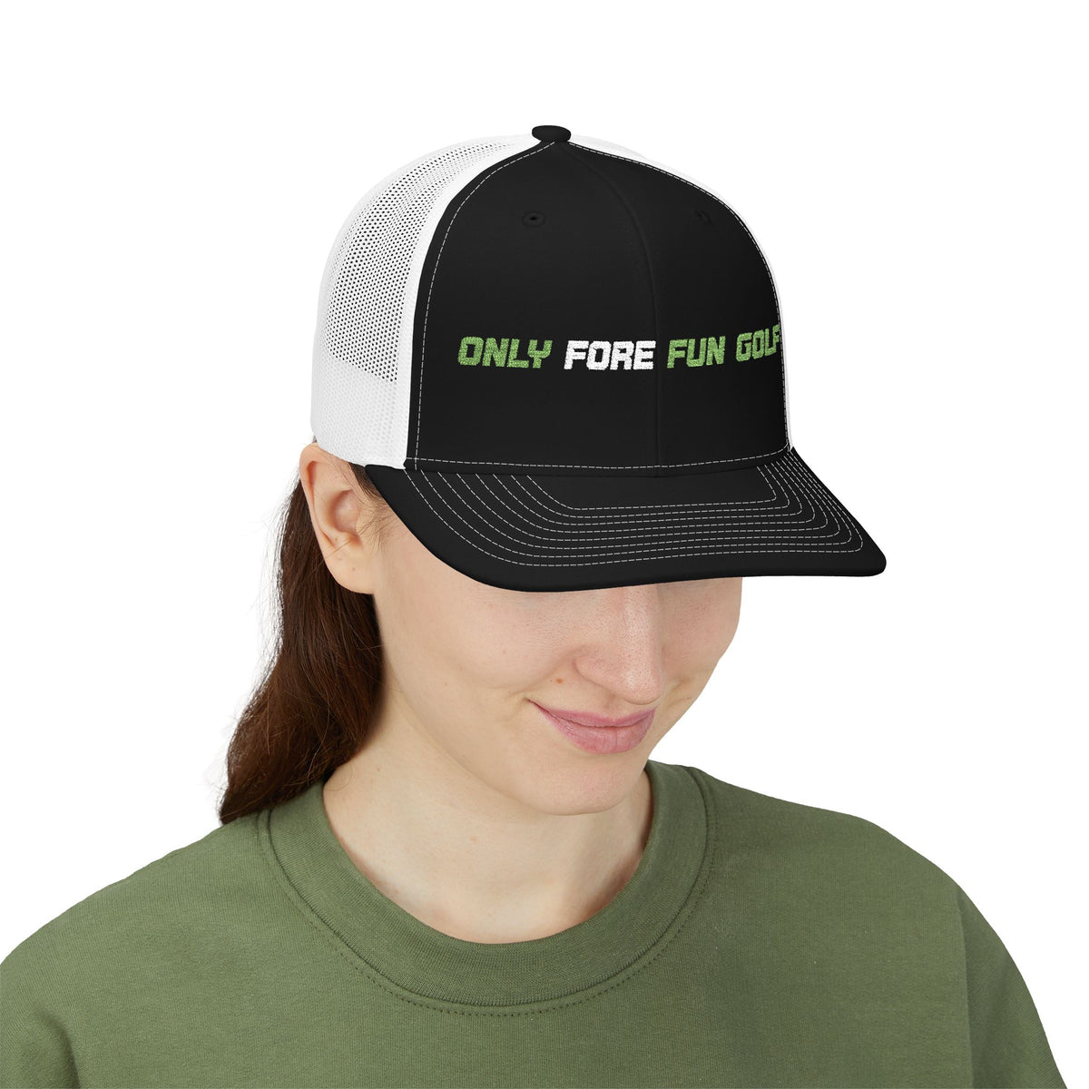 Golf Trucker Cap — "Only Fore Fun Golf" Embroidered Snapback (3 colors)
