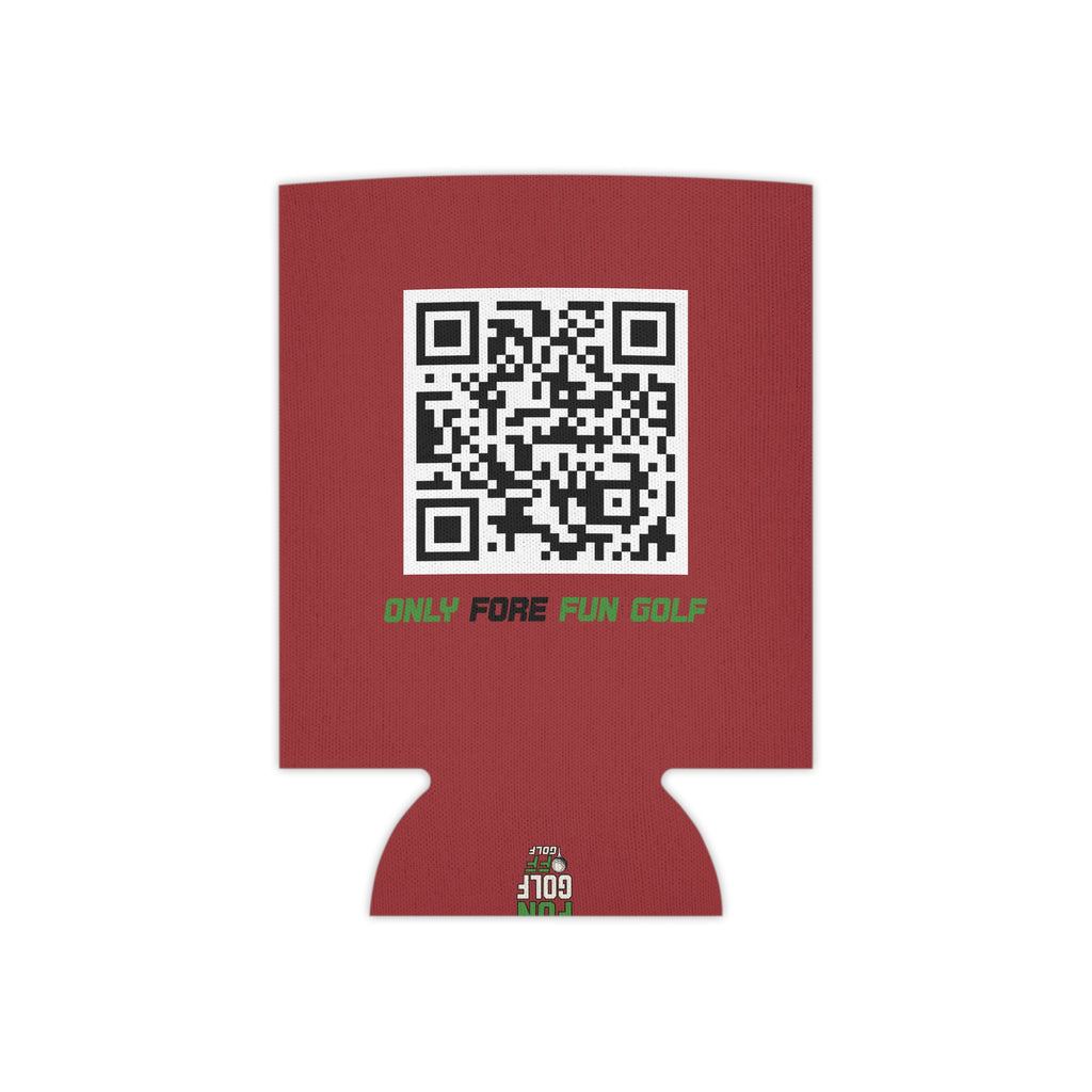 Can Cooler — "Only Fore Fun Golf" QR Code Beverage Cooler - Red