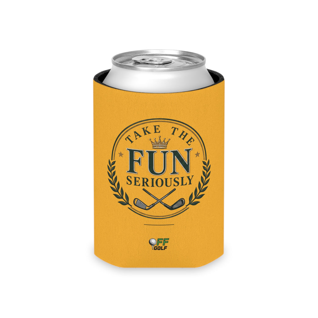 Can Cooler — 'Take the Fun Seriously' Beverage Cooler with QR Code Design - Gold