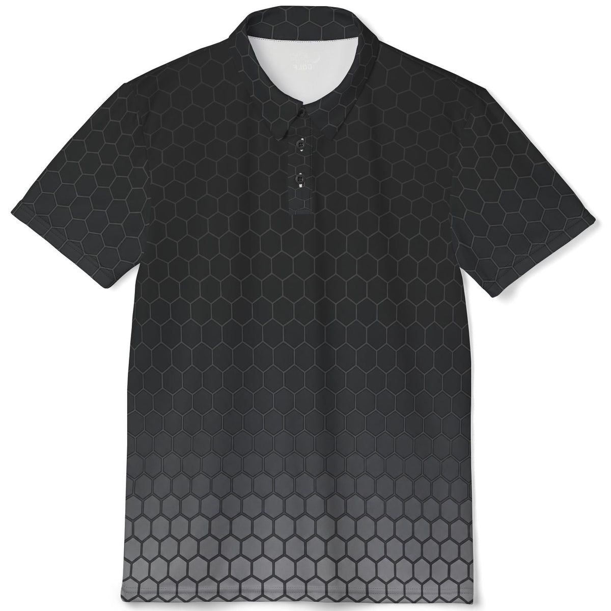 Golf Polo Shirt – Black Gradient Honeycomb Design Performance Polo Shirt