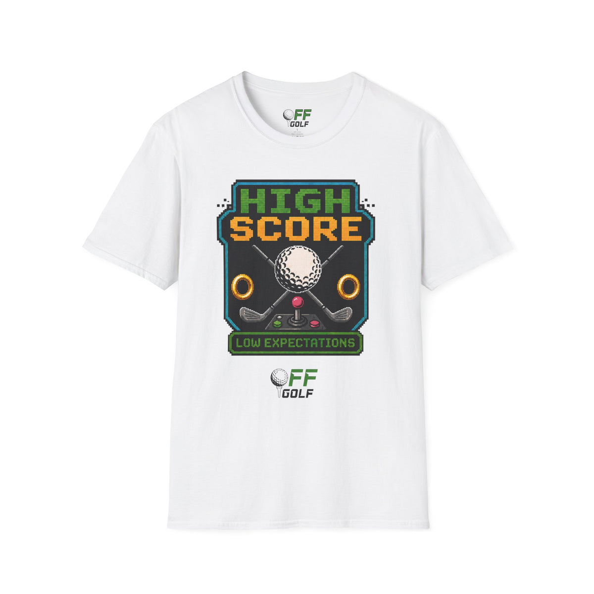 Golf T-Shirt — "High Score" Retro Arcade Pinball Golfing Tee (16 colors)