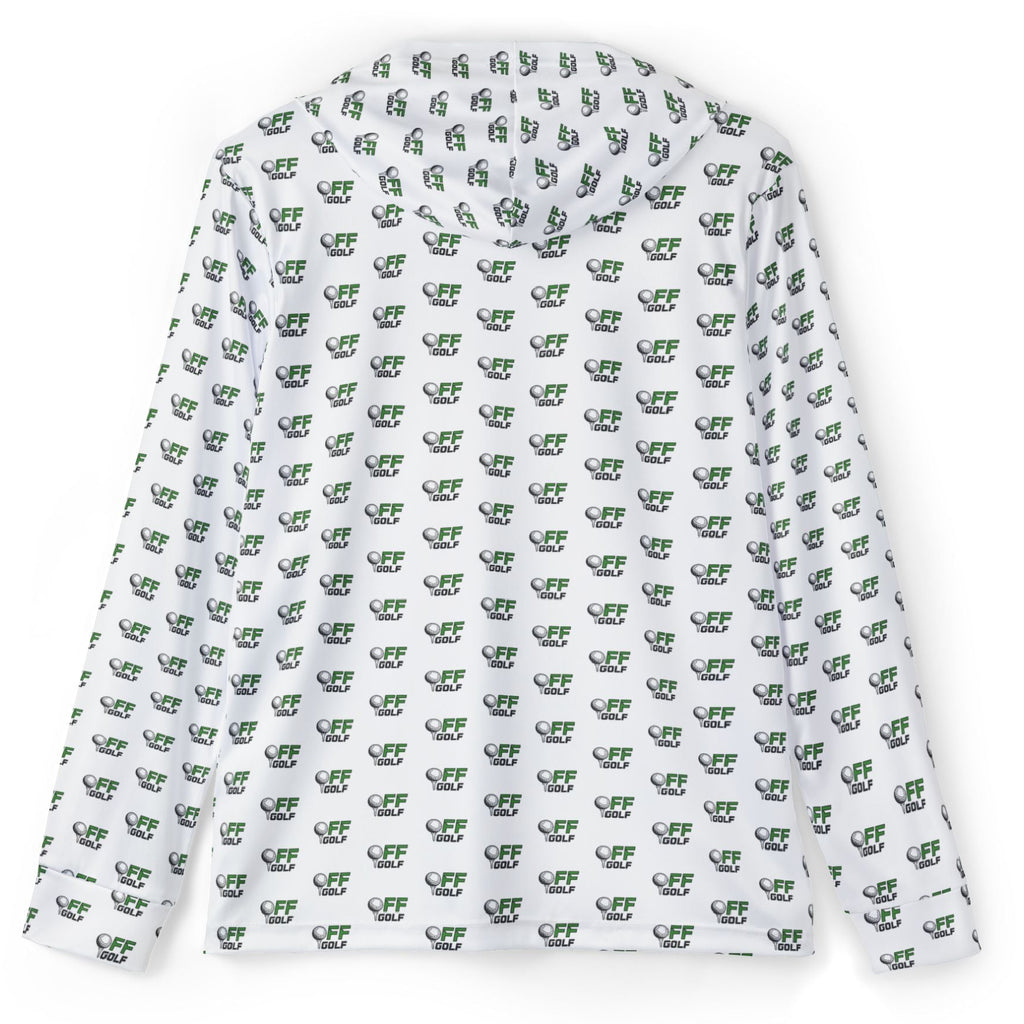 A white long-sleeve shirt with an all-over repeating pattern of small green crocodile illustrations, shown against a plain white background.