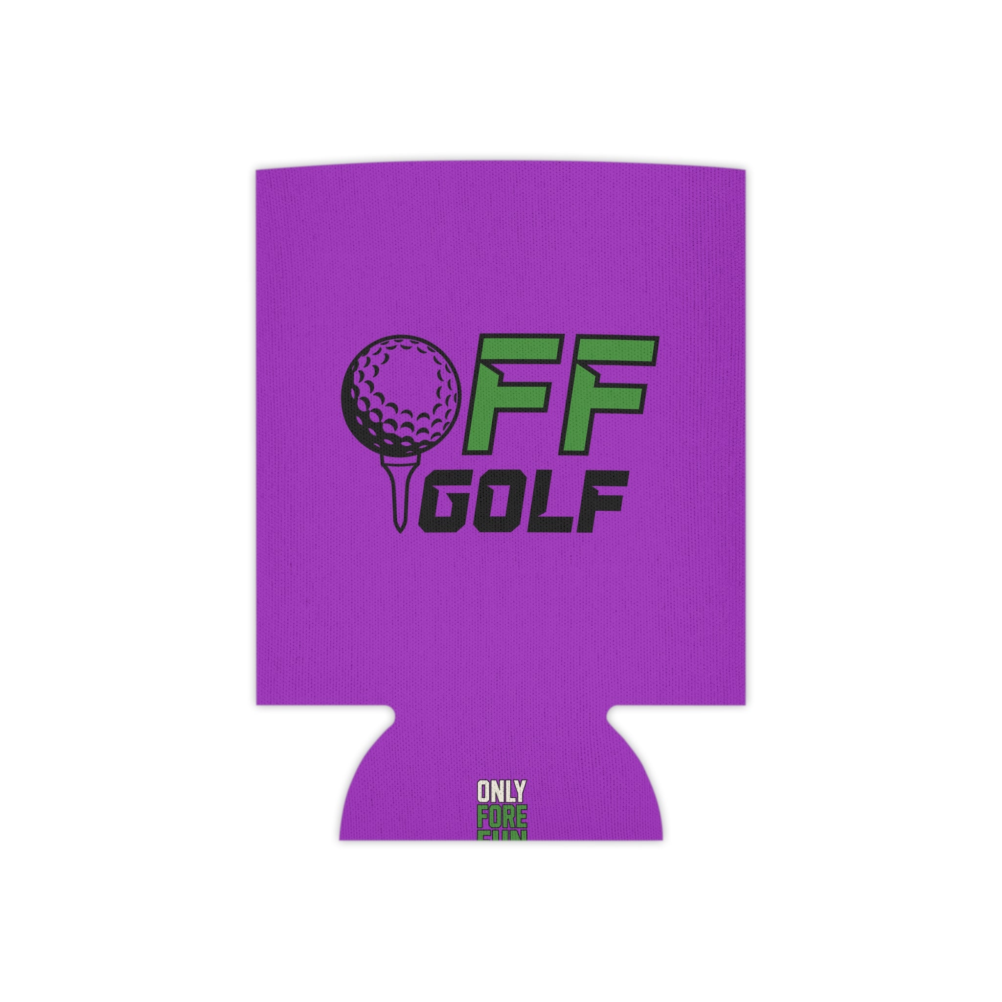 Regular and Slim Can Cooler — "Only Fore Fun Golf" QR Code Beverage Cooler - Purple